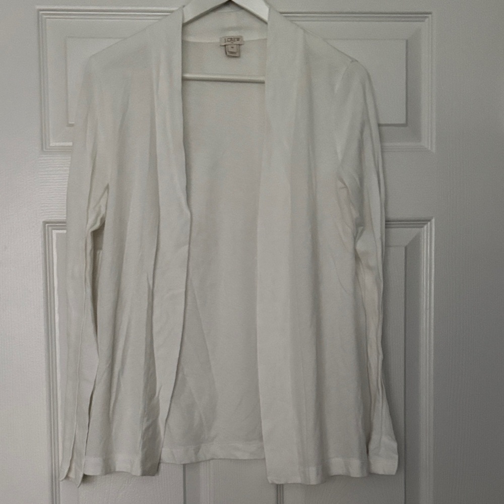 J. Crew Tissue Tee Open Front Cardigan White XS